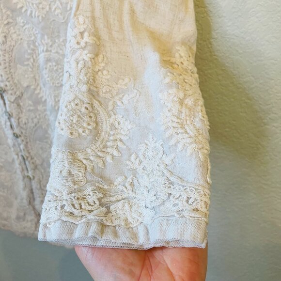 Soft Surroundings Beige Cream Embroidered Button Down Boho Neutral Tunic | XL - Picture 6 of 8